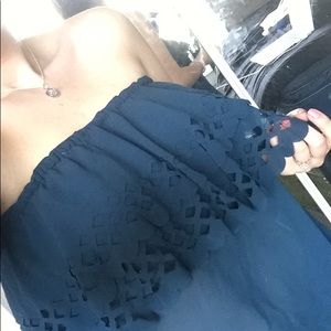 Navy strapless top